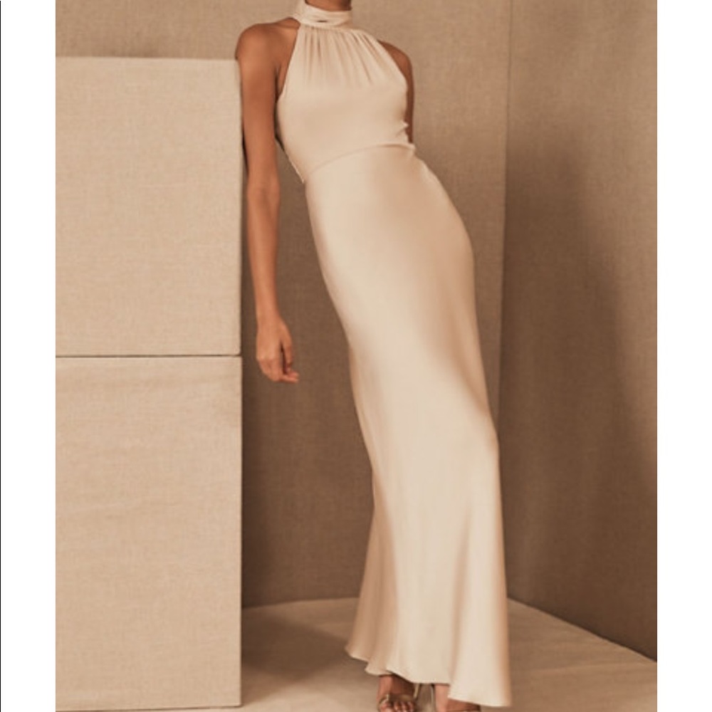 BHLDN Esme Satin Charmeuse dress in oyster